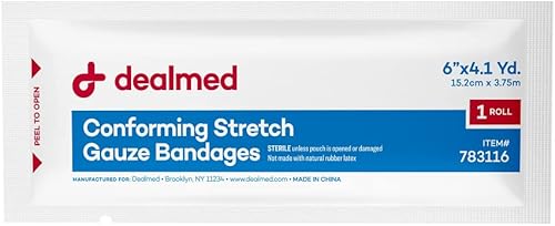Miniatura 3 de Dealmed Vendajes de gasa elástica estériles de 6 pulgadas, envoltura de vendaje estirada sin látex de 4.1 yardas, vendajes de malla médicos no