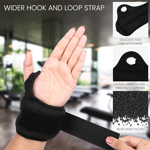 Belle Vous Lot de 2 Poids de Poignet Noirs - Bracelet Lesté Poignet et de Cheville - Sangle de 0,5 kg - Leste de Musculation Adapté aux Bras et aux Jambes - Pour Femme et Homme – Image 4