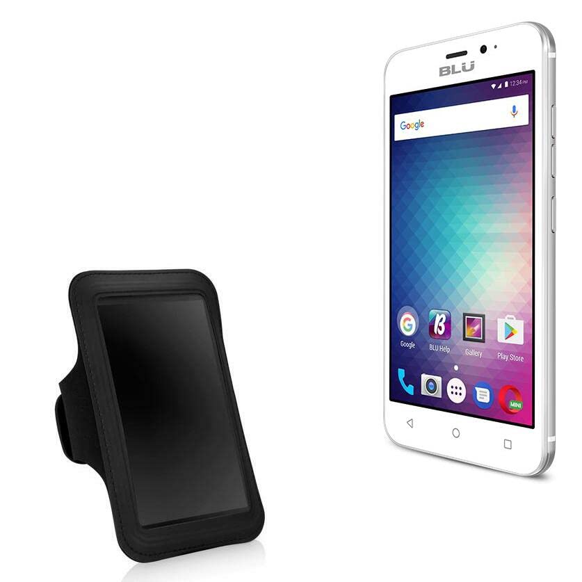 BoxWave Case Compatible with BLU Grand Mini - Sports Armband, Adjustable Armband for Workout and Running for BLU Grand Mini - Jet Black