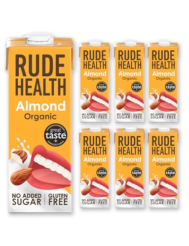 Rude Health 6 x 1 Liter Bio Mandeldrink, 100% natürliches Bio Getränk, laktosefrei, milchfrei und glutenfrei, ohne Zuckerzusatz, gesund und vegan