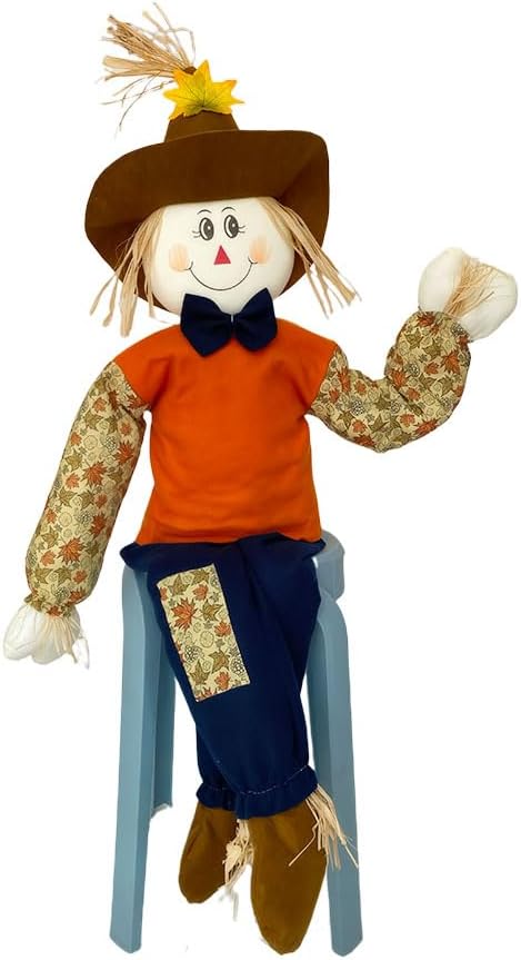 Scarecrow Sitter, Fall Girl Hugger for Tree/Porch, 43.5" Moveable Arms and Legs, Thanksgiving/Halloween Harvest, Male