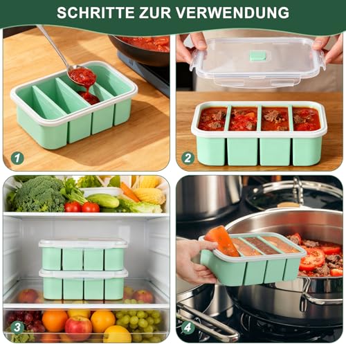 Suppe Einfrieren Behälter, 2 Packs Suppe Gefrierschrank Eiswürfelform mit Deckel, Silikon-Gefrierformen für Lebensmittel, Vorratsbehälter Suppenbehälter für Suppe, Brühe, Sauce, Eiswürfel