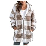 Jacke Damen, Lederjacke Softshelljacke Longstrickjacken Kaschmirmantel Winter Trenchcoat Gefütterte Lederjacke Kurzer Trenchcoat Nimbus Blazer Mit Kaputze(Khaki-4, XXL)