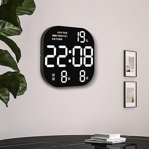 Miniatura 6 de Reloj de pared digital para dormitorio, reloj digital LED para pared con 1224 horas, atenuación automática, temperatura y cuenta regresiva, reloj