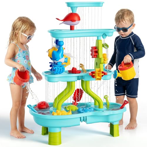 Eterfun 4 -Tier Kids Sand and Water Table for Toddlers - Outdoor Water Sand Play Table Toys for Boys...