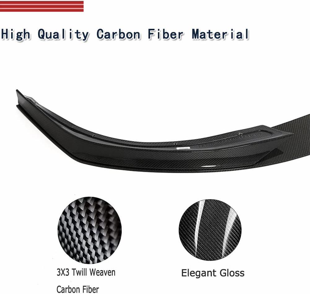 Carbon Fiber Front Bumper Lip for Tesla Model S Sedan 4 Door 2021-2023 Direct Fit Chin Spoiler Splitter Aggressive Styling Bumper Protection
