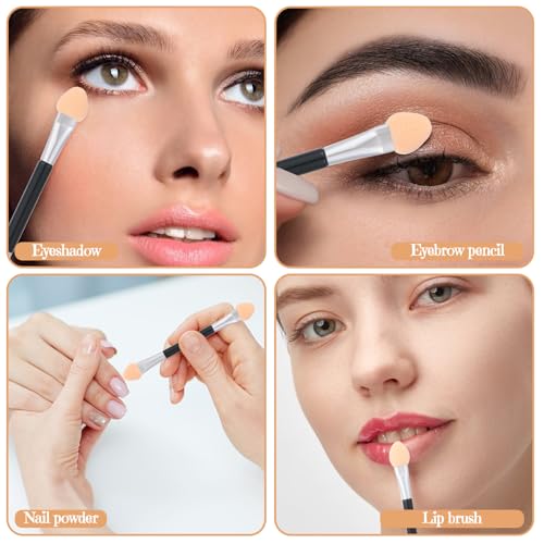 BOHUIZ Lidschatten Pinsel Set, 24 Stück Schwamm Eyeshadow Brush, Doppelseitiger Lidschatten Applikator, Einweg Lidschattenpinsel, Perfekt für Eyeliner und Make-up Schwämmchen, Ideal(Stil A)