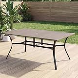 LUTINLIX 63”x37.8” Metal Outdoor Dining Table for 6,Rectangular Patio Dining Table with Adjustable...