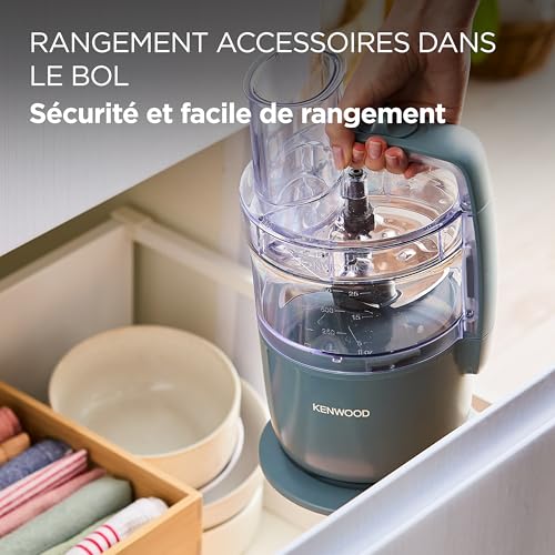 Kenwood MultiPro Go FDP22.130GY, Processeur Alimentaire Compact de Cuisine de 30cm de Haut, pour Couper, Râper, Mixer et Pétrir la Pâte, avec Express-Serve dans la Poêle, Récipient 1,3 l, 650W, Bleu – Image 4