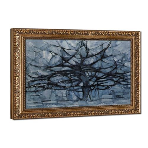 Poster arbre gris de Piet Mondrian impression sur toile 30x45 cm