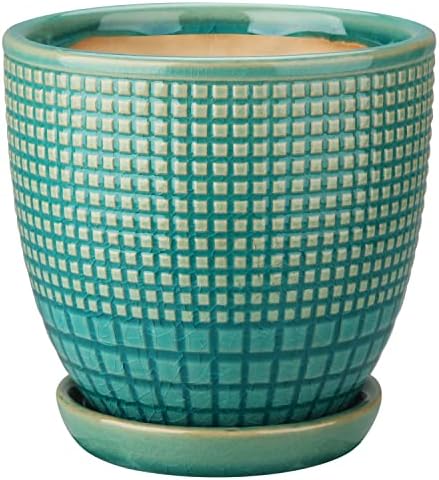 Oairse 3PCS Plant Pots Indoor Ceramic Flower Pots Round Garden Planters with Saucer Tray + Drainage Holes, Succulent Plant Pot/Cactus Plant Pot, 11CM