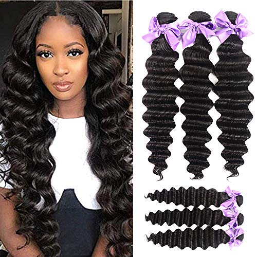 Sufeiya 9A Loose Deep Wave Bundle Virgin Brazilian Hair 1 Single Bundle 100 percent Human Hair Loose Deep Weave Bundle Natural Color (Loose Deep Wave Bundles, 28 inch)