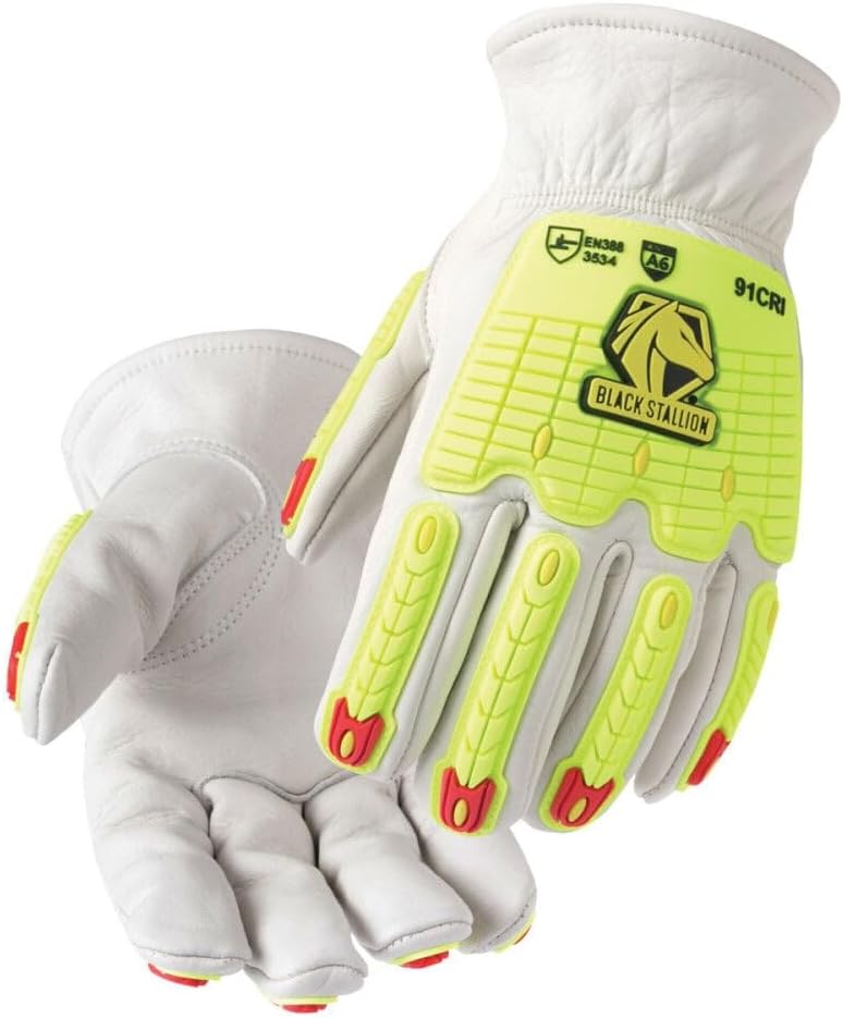 Black Stallion A6 Cut & Impact Cowhide Drivers Gloves Large