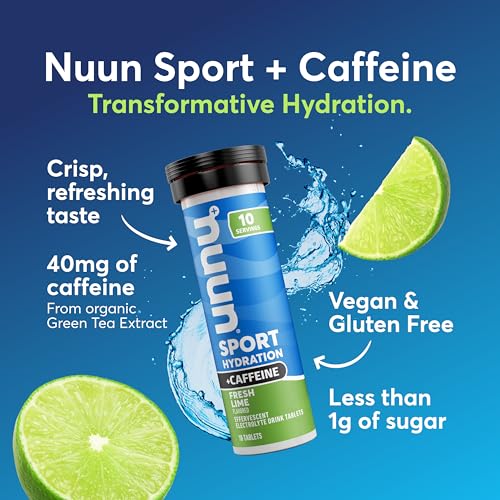 Image of Nuun Sport Electrolyte Tablets with Caffeine Fresh Lime, GF & Vegan, 8 Pack