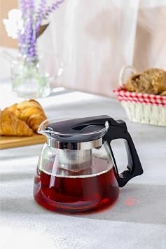 Orret Home Heat Resistant Borosilicate Glass Teapot with Self Strainer, Stylish Design (900 Ml)
