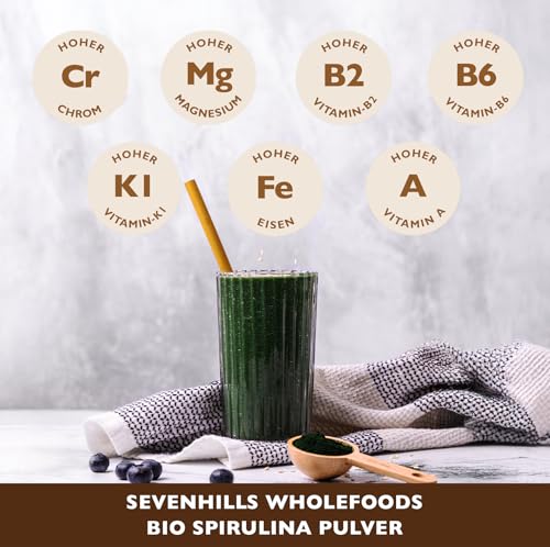 Sevenhills Wholefoods Spirulina Pulver Bio 200g - natürliche Entgiftung, Detox, verarbeitet unter strenger Qualitätskontrolle
