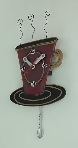 Miniatura 2 de Allen Designs Reloj de pared con péndulo de taza de café "Cozy Cafe"