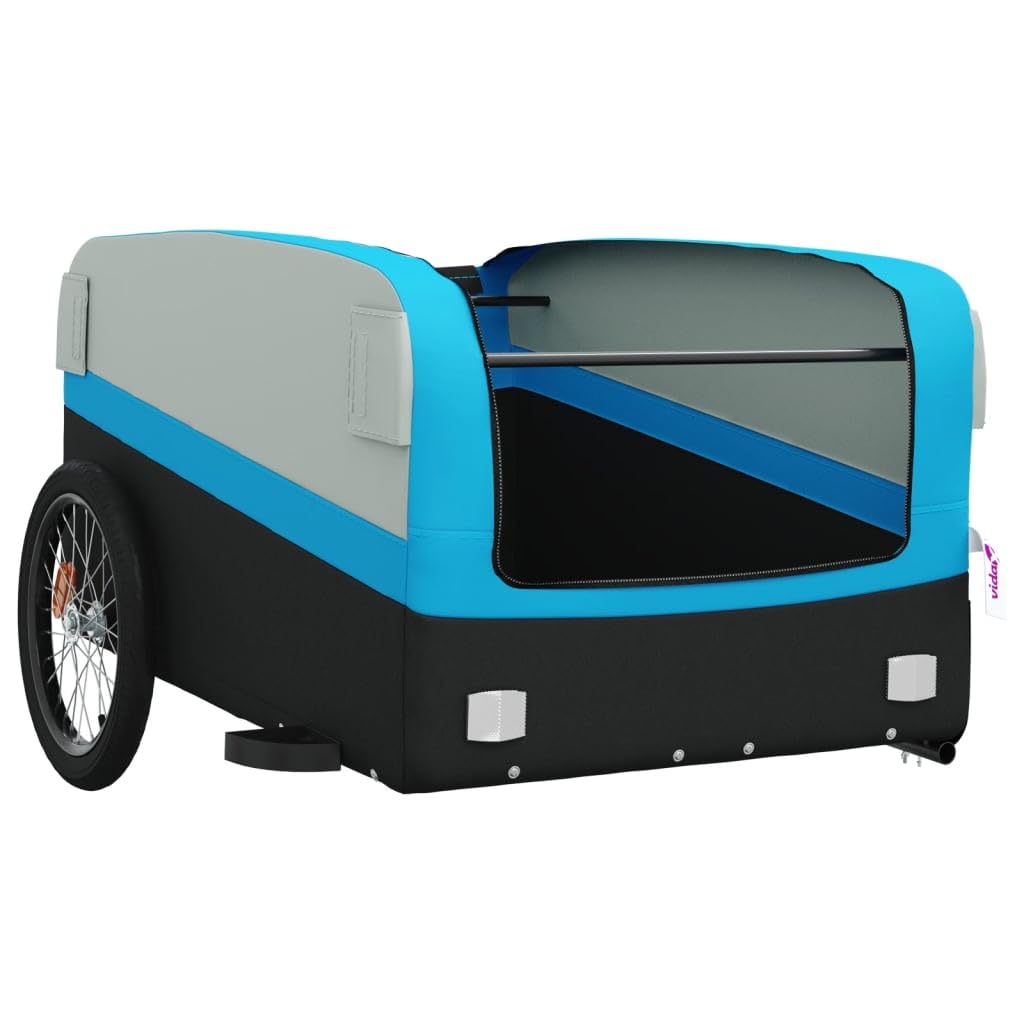 Przyczepa rowerowa czarna z żelaza o nośności, x 52,5 x 42, z flagą bezpieczeństwa, składana, do transportu bagażu, bagażu, psów, dzieci, na zewnątrz i na co dzień