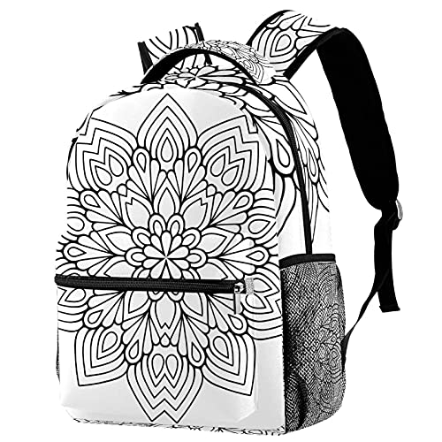 Sac à dos bohème noir et blanc avec porte-bouteille enfant