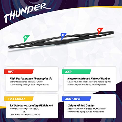 Spearhead Thunder 26"+18" Hybrid Wiper Blades W/Neoprene Infused Rubber, Outwipes Silicone (Pair) #TOP1