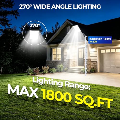 Oneluner Solar Lights Outdoor, Waterproof Motion Sensor Solar Street Light with Remote, Dusk to Dawn Flood Lights for Yard, Luces Solares para Exteriores Commercial Lighting, 4 Pack — view 5