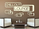 freigestellt in Handarbeit Schönes Wandtattoo - Chillout Lounge Retro Old School in der Farbe Hellrosa und der Größe 80 x 39cm für Wohnzimmer Esszimmer Schlafzimmer Wandaufkleber Wandsticker Aufkleber