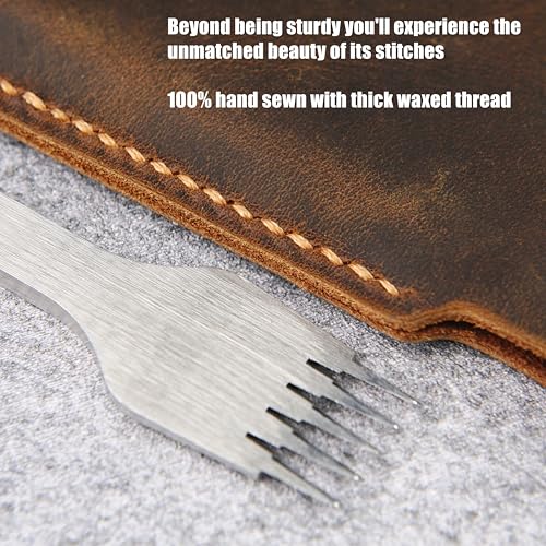 Genuine Leather Sleeve for Remarkable Paper Pro Move 7.3, Hand-Sewn Saddle-Stitch Slim Case for Work/Travel - Thumbnail 5