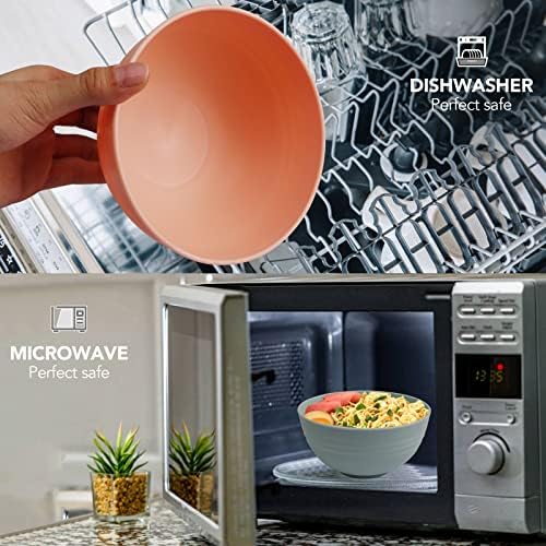 greenandlife 8 Pcs Unbreakable Cereal Bowls - 24 OZ Lightweight Bowl Set, Dishwasher & Microwave Safe, Reusable Plastic Bowls for Breakfast, Salad, Pasta, Soup, Noodles, Snack