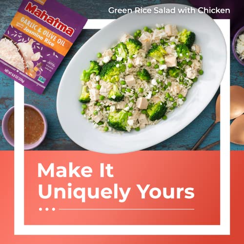 Image of Mahatma Ready to Heat Garlic & Olive Oil-Flavored Jasmine Rice, Precooked Rice, Microwaveable in 90 Seconds, Six 8.8-Ounce Bags (Pack of 2)