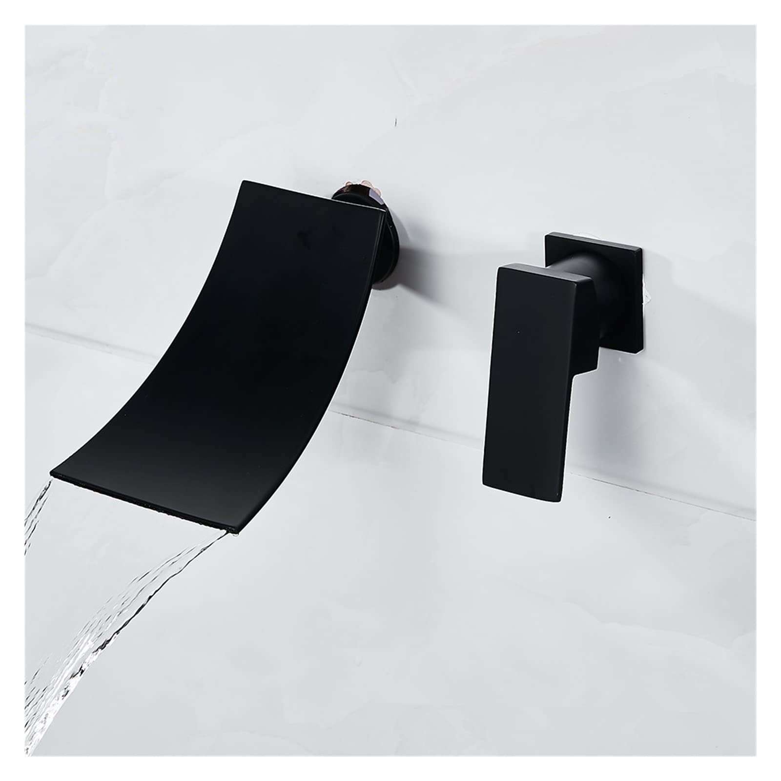 Robinet de lavabo cascade mural noir mitigeur eau chaude et froide