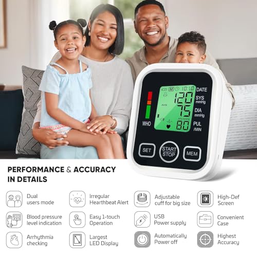 Image of Automatic Digital Blood Pressure Monitor Machine with Voice & Large Display | One-Touch BP Check, Accurate Upper Arm Cuff BP Apparatus for Home Use, Adults & Elderly (DM-BP06)