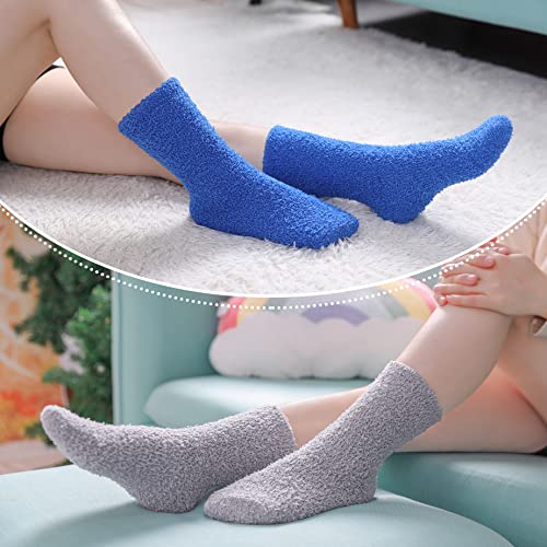 Image of LINEMIN Womens Fuzzy Socks Cozy Fluffy Winter Warm Slipper Socks Microfiber Soft Home Sleeping Socks