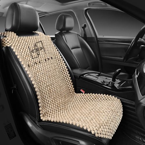 LACDL Beaded Car Seat Covers for Cars Cooling Bead Seat Cover for Trucks & SUVs - Auto Ventilated Seat Cooler Pad Natural Wood Breathable Beads - Sweat Protector for Summer Burlywood