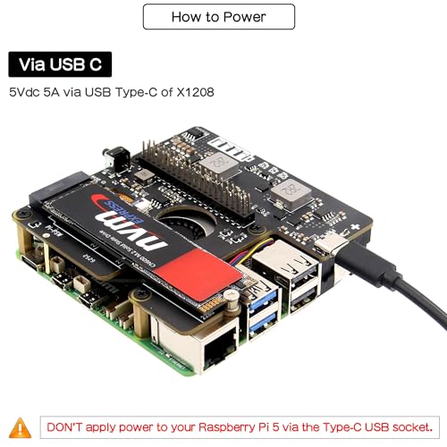 Arrêt sécurisé Raspberry Pi 5 avec onduleur Geekworm X1208 NVMe - 4