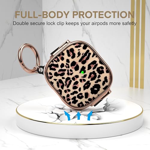 Image of Maxjoy for AirPods 4 Case with Lock, Cute AirPods 4 Case Lock Protective Hard AirPod 4 Generation Cover for Women Men with Keychain Clip for AirPod 4th Generation Cover 2024, Leopard