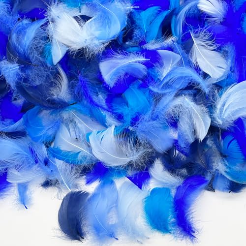 500PCS Small Craft Feathers Blue Assorted Colors Bulk 2-3Inch Soft Goose Feather for Winter Wedding Christmas Birthday Party Decoration Crafting Balloons Ornament Dream Catchers