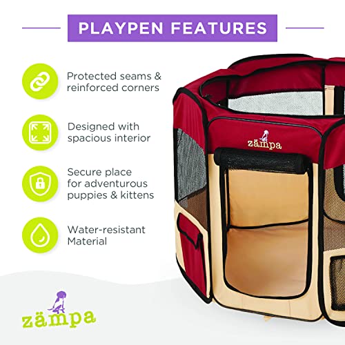 Zampa-Pop-Up-Portable-Large-61x61x30-Playpen-for-Dog-and-Cat-Foldable-IndoorOutdoor-Pen-Travel-Pet-Carrier-Carrying-Case Zampa Pop Up Portable Large 61x61x30 Playpen for Dog and Cat Foldable IndoorOutdoor Pen Travel Pet Carrier Carrying Case