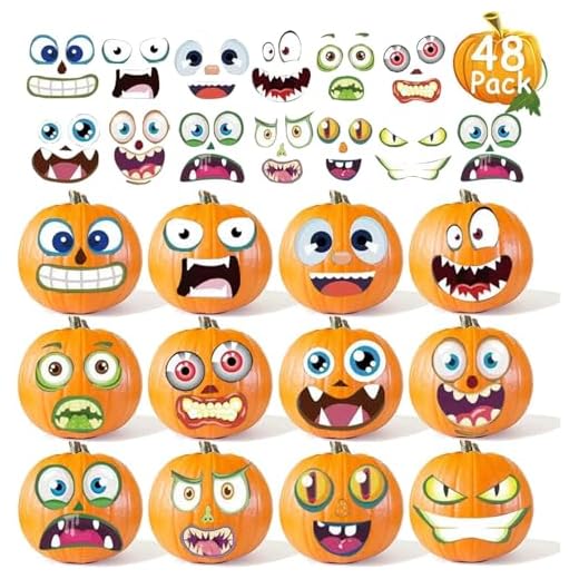 48 Pack Halloween Pumpkin Decorating Craft Stickers Mini Make 48 Small Pumpkin Face Stickers Monster Stickers for Halloween Kids Toddlers Treats Party Favors Supplies 24 Sheets
