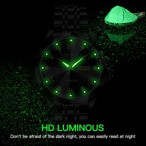 Image of OLEVS Watch for Men Diamond Casual Analog Roman Quartz Stainless Steel Waterproof Luminous Date Calendar Luxury Gifts Wrist Watch