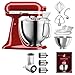 Produktbild KitchenAid Küchenmaschine Artisan - P26 Starter Set 185er (GemüsNeu) - 5KSM185PSEPH inkl. Gemüseschneider (5KSMVSA) und Kochbuch (Kochen & Backen) (empire rot)