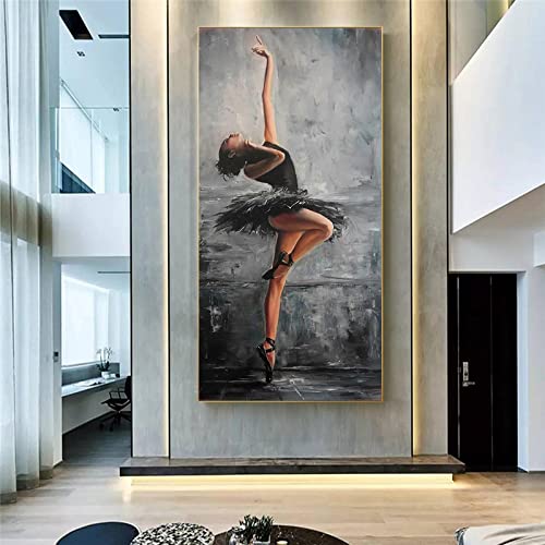 Art mural ballerine peinture moderne toile imprimée salon grand format 80x165