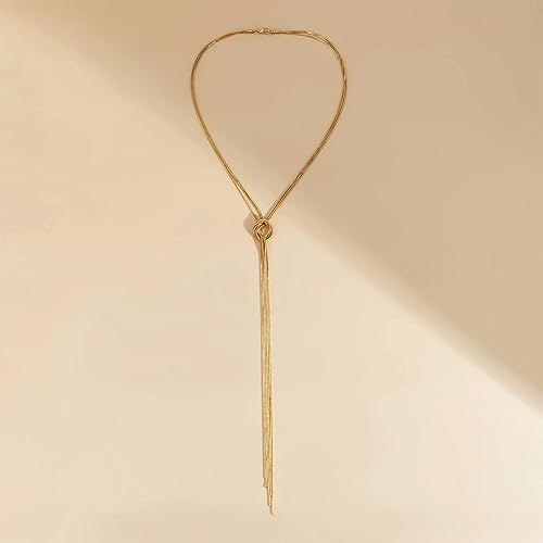 Miniatura 6 de Long Necklace for Women Lariat Necklaces Snake Chain Y Necklace for Girls Layered Twist Herringbone Necklaces Holiday Party Necklace Gift (GS)