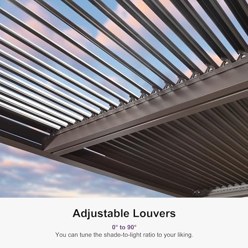 PURPLE LEAF Outdoor 12' × 16' Louvered Pergola with Screens and Patio Adjustable Aluminum Canopy Retractable Metal Roof for Deck Outside Backyard Hardtop Gazebo Sun Shade Bronze - Image 6