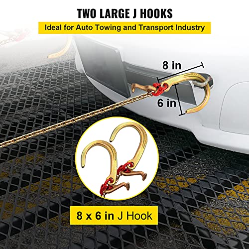 Vevor J Hook Chain, 5/16 In X 2 Ft Tow Chain Bridle, Grade 80 J Hook Transport Chain, 9260 Lbs Break Strength With Jt Hook & Grab Hook, Tow Hooks For Trucks, Heavy Duty J Hook And Chain Shorteners #TOP3