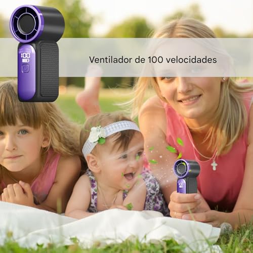 Ventilador portátil personal ligero con pantalla digital recargable para camping 3