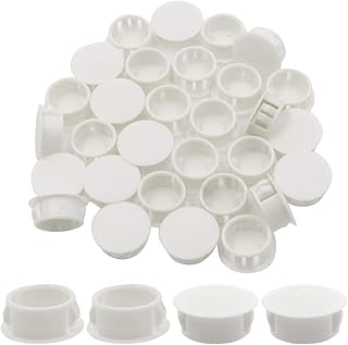 Zorfeter 30 Pcs White Hole Plugs 19mm (3/4 inch) Flush Type Panel Plastic Plugs, Furniture Fencing Post Pipe Insert End Caps
