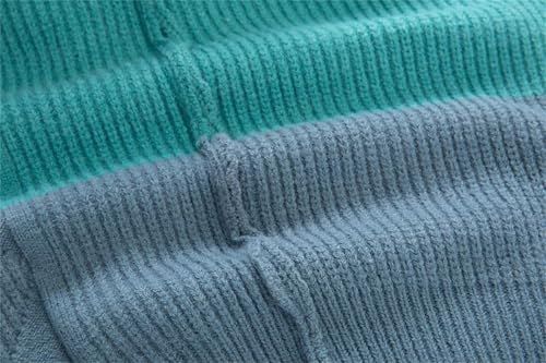 Basic Casual Knitted Long Sleeve Pullover Sweater Blocking Dough Youth Basic Casual Knitted Long (Light Blue, XXL)2