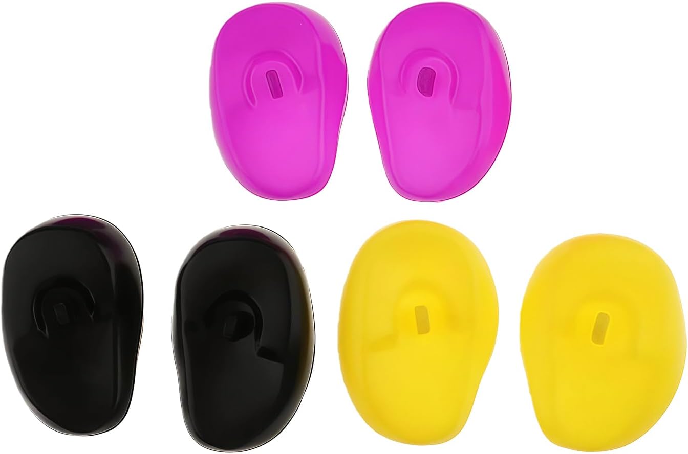 3 Pairs Reusable Silicone Ear Covers Waterproof Hair Dye Protectors for Salon Home Hair Coloring Ear Guards