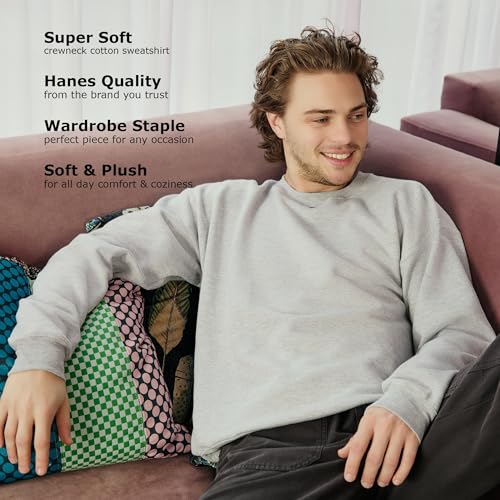 Image of Hanes Men's Sweatshirt, EcoSmart Fleece Crewneck Sweatshirt, Big & Tall Available, 1 or 2-Pack
