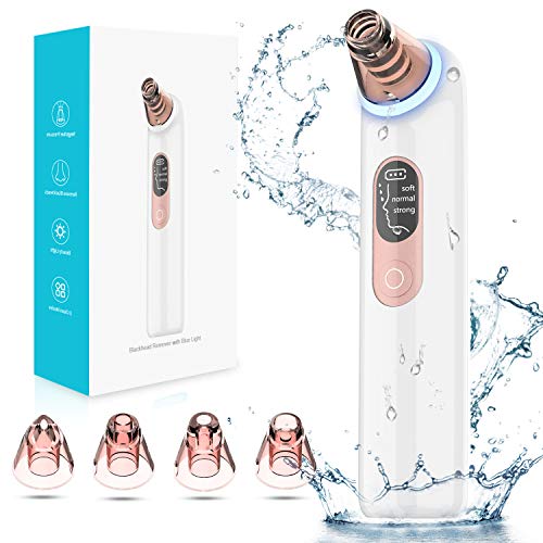 Limpiador de Poros - Extractor de Puntos Negros Limpiador Facial Blackhead Remover Eliminador Puntos Negros Electrónico USB Recargable 4 Cabezales y 3 Modos Removedor Puntos Negros